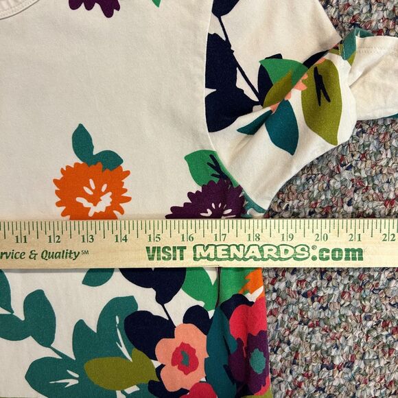 Spartina 449 Shelter Cove Arden Cream Multi Floral Olive Stripe SS T-Shirt Sz L - Picture 10 of 11